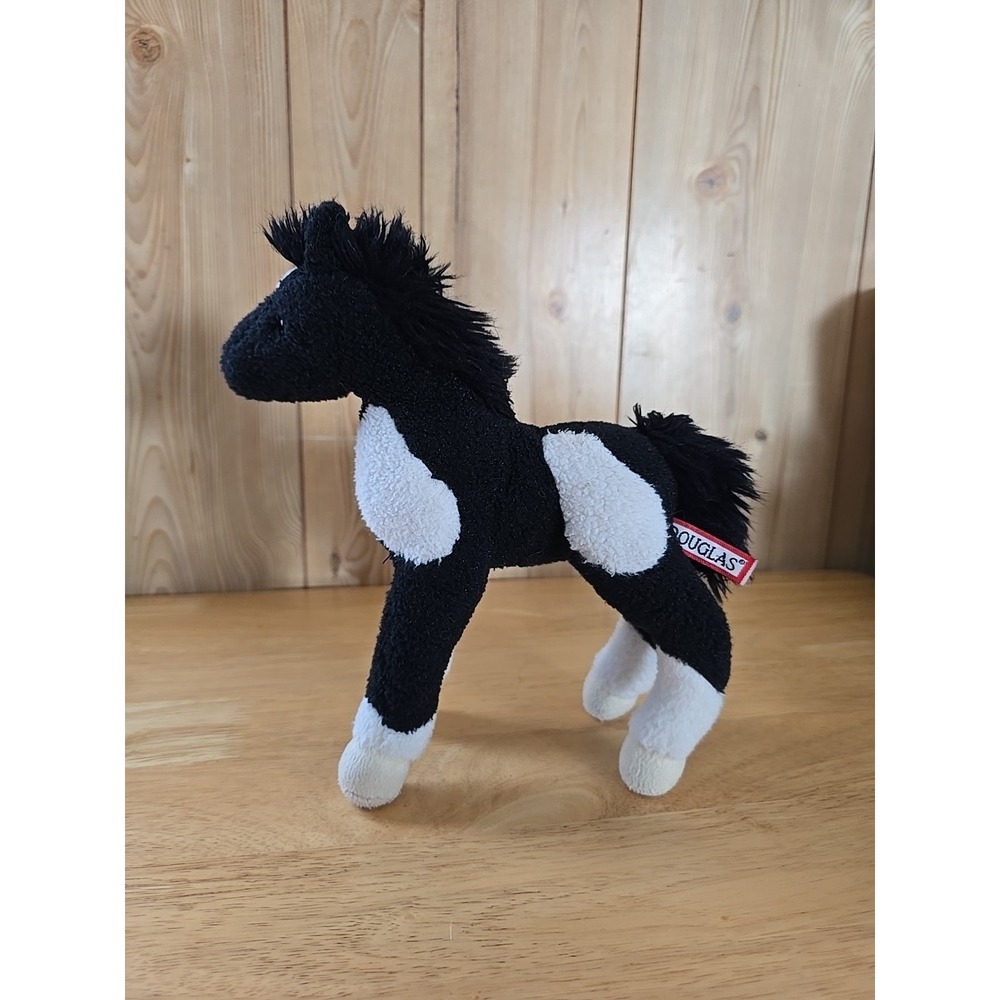 Douglas Black White Horse Plush‎ 10" Stuffed Animal Toy #4545